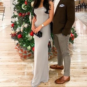 Formal light gray maxi dress